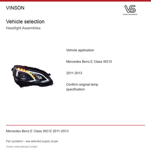 ชุดไฟหน้าคู่สำหรับ Mercedes Benz E Class W212 ปี 2011-2013 แบบดั้งเดิม ฮาโลเจน สำหรับแปลงกันชน - Product Image 5