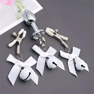 Plug <span class=keywords><strong>Anal</strong></span> en métal papillon avec anneau de cloche SM pince à mamelon jouet sexuel adulte étanche pour Couples 18 ans marque ZA - Product Image 3