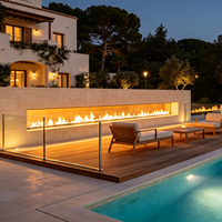 Cheminée extérieure au bioéthanol, imperméable, pour la décoration au bord de la piscine, foyer 1200/1800-2000 mm, flamme réelle pour villa, hôtel