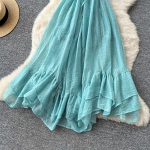 Robe longue d'été tendance grande taille pour femme, avec bretelles et empiècements en dentelle – Nouveauté très prisée - Product Image 5