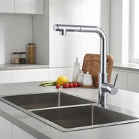 Robinet de cuisine monocommande avec cartouche céramique, design moderne, finition or, noir, chrome, montage sur plan, douchette extractible, garantie 5 ans