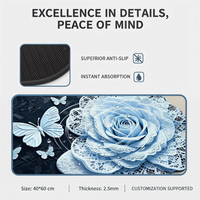 Tapis de bain en polyester absorbant et antidérapant, personnalisé OEM/ODM, à motifs floraux et papillons, séchage rapide pour salle de douche et salle de bain domestique, conforme RoHS