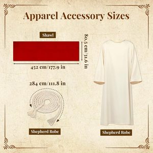 Costume de Jésus SINSEN pour adulte, 3 pièces, robe religieuse avec écharpe rouge et ceinture en corde pour Halloween, Pâques, déguisement - Product Image 4