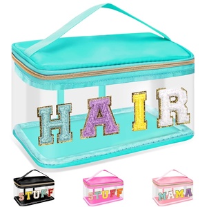 Trousse de toilette de voyage transparente en PVC de grande capacité, fermeture à glissière transparente, logo brodé, trousse de maquillage à la mode, conception étanche - Product Image 4