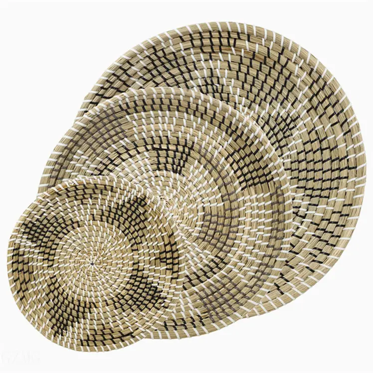 Paniers muraux suspendus pour panier de légumes avec crochets, en jacinthe de 8 pouces de large, rangement, décor en osier tissé, ensemble de 5