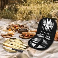 Camping Argenterie Kit Couverts Organisateur Ustensile Pique-Nique Set 10pcs Set Vaisselle Couteau Fourchette Cuillère Set