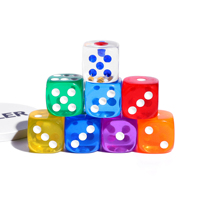 Accessoires de jeux de société, 10 pièces, 19MM, puces transparents en acrylique, rouge, boîte en fer, accessoires en plastique