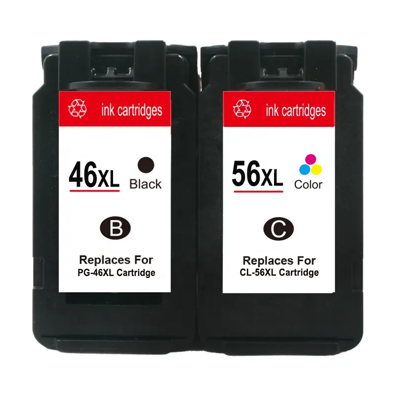 Hicor PG-46 XL CL-56 XL Remanufactured Ink Cartridge Black Color Compatible For Canon Pixma Printer PG 46 CL 56 INK