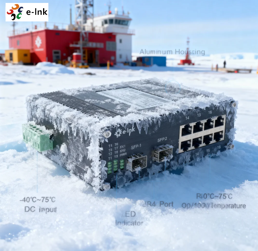 Industrial E-link LNK-IMC208-SFP 10Gbps 10/100/1000Mbps Fast Ethernet Switch 2 Fiber Ports 8 Copper Ports Full-Duplex for