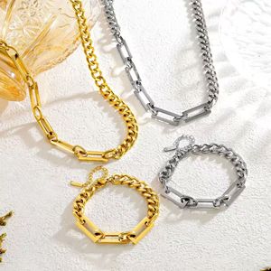 สร้อยข้อมือสแตนเลสสตีลชุบทอง 18K สไตล์ฮิปฮอปพังก์ พร้อมจี้สี่เหลี่ยมเล็กเรียบง่าย สำหรับผู้ชายและผู้หญิง - Product Image 5