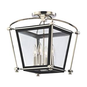 Lámpara de Techo Moderna Minimalista Octogonal de Tela Blanca con Detalles Azul Marino |   Iluminación Suave para Habitaciones de Hotel - Product Image 4