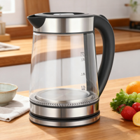 2025 bouilloire électrique sans fil en verre borosilicate transparent populaire avec arrêt automatique à usage domestique