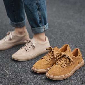 Zapatillas de Hombre de Cuero Genuino de Gamuza de Alta Calidad, Estilo Retro, Zapatos Casuales de Moda para Caminar en Verano - Product Image 2