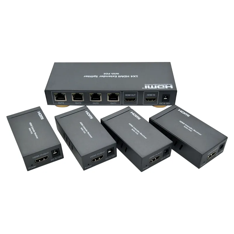 1x4 HDMI Splitter Extender 50m Over UTP RJ45 Cat5e Cat6 Cable Support HD 1080P 1 Transmitter To 4 Receipers