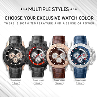 Montre chronographe à quartz japonaise avec logo personnalisé, boîtier en acier inoxydable, bracelet en cuir, montre de luxe pour affaires, étanche, affichage de la date