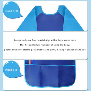HCHWENH Kids Art Kittel Zeichnung Schürze Langarm wasserdichte Mal schürze mit drei Taschen - Product Image 4