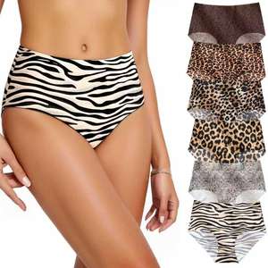 गर्म यूरोप बड़े आकार की महिलाओं के अंडरवियर बर्फ रेशम सहज तेंदुए सेक्सी महिला उच्च कमर कूल्हे उठाने वाली टिकाऊ ब्रिकी - Product Image 1