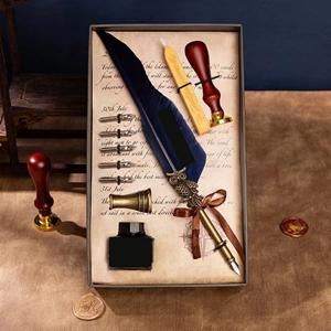 Ensemble cadeau de <span class=keywords><strong>calligraphie</strong></span> gothique de luxe, 5 plumes métalliques, <span class=keywords><strong>plume</strong></span> à plumeau en <span class=keywords><strong>plume</strong></span> de hibou, stylo à encre, sceau à cire, <span class=keywords><strong>porte</strong></span>-stylo pour l'écriture - Product Image 6