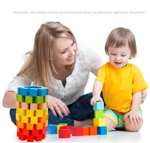 Grosir blok kubus berwarna alat bantu pengajaran matematika kayu 2-5cm blok kayu bentuk geometris mainan pendidikan untuk anak-anak