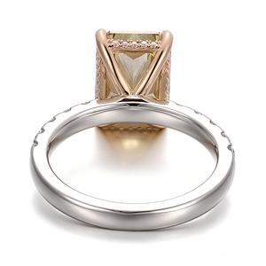 5.06carat Fancy Vivid yellow Radiant Cut lab grown diamond engagement <b>ring</b> custom <b>two</b> tone gold Set with large diamond <b>rings</b> - Product Image 2