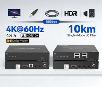 Yüksek Performanslı 4K60 HDMI Over IP Fiber Uzatıcı 10km USB2.0 Çift Yönlü IR 18Gbps 4K HDMI KVM Fiber Optik Uzatıcı
