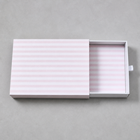 Scatola Regalo Rigida Personalizzata con Cassetto, a Righe Rosa, per Cosmetici, Skincare, Gioielli, con Nastro Estraibile - OEM