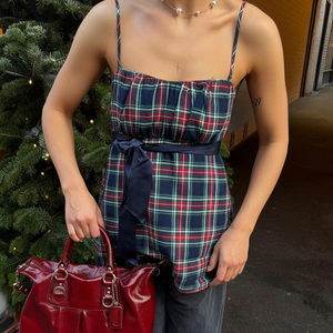 Top camisole vintage texturé à lacets pour femmes, style rétro estival, décontracté, sans manches, à ourlet évasé, style fille - Product Image 4