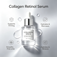 Sérum Visage Anti-Âge au Collagène, Rétinol et Cellules Souches Marque Blanche – Peau Repulpée, Anti-Rides, Raffermissante et Hydratante