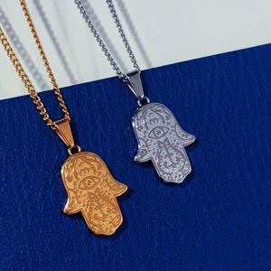 Collier à main Hasma sans ternissement bijoux plaqués or personnalisés vente en gros en acier inoxydable Cupidon ange boussole pendentif collier Zeus - Product Image 4