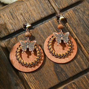 Pendientes colgantes de mariposa con clip, chapados en bronce antiguo, estilo bohemio, joyería de moda para mujer 2024 - Product Image 4