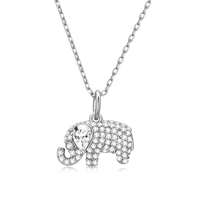 Dainty Collier Bijoux Cubic Zirconia Pave Elephant Pendentif Collier Plaqué Or en Argent Sterling 925