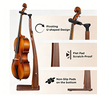 Factory Price Custom Sapele Wood Cello Stand T Shape Auto Lock Tall Cello Floor Holder Rack with Bow Holder Display Stand