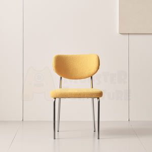 Silla de Día Moderna para Restaurante, Silla Comercial para Cafetería, Tapizada en Tela Bouclé Suave, Compacta, Cómoda, Apilable, Sin Herramientas - Product Image 1