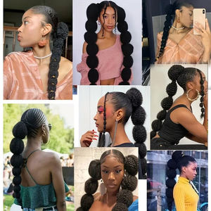 Kinky Afro Puff Extensión de cola de caballo para mujeres negras 18 24 pulgadas Linterna larga Burbuja Cordón Falso Pigtail Pieza de cabello sintético - Product Image 6