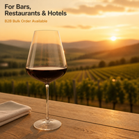 Verre à vin rouge en verre sodocalcique 450 ml, moderne, à bord fin et incliné, sans plomb, logo personnalisé, OEM, vente en gros, directement de l'usine, pour bars et restaurants