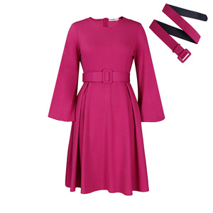 Vestido de Estilo Africano con Cinturón para Mujer, Otoño/Invierno, Nuevo, Manga Larga, Elegante, Cuello Redondo, Falda Completa, Estilo Europeo - Product Image 5