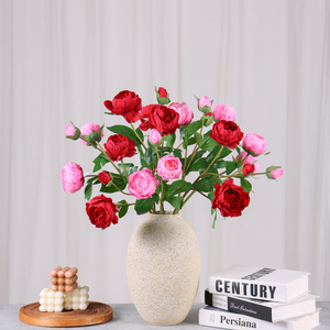Fleur de pivoine en soie à 3 têtes pour la décoration de la maison et des bouquets de mariage, fleurs en soie de haute qualité, vente en gros - Product Image 6
