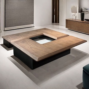 Modern Multifunctional Storage Center <strong>Table</strong> Extendable Square <strong>Walnut</strong> <strong>Coffee</strong> <strong>Table</strong> for Rustic Easy Assembly Home Furniture Metal - Product Image 6