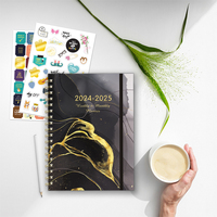 Vente en gros Offre Spéciale fait à la main papier à spirale couverture rigide A5 mensuel hebdomadaire quotidien Journal planificateur cahier avec bande élastique