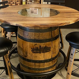 Muebles Comerciales de Alta Calidad, <span class=keywords><strong>Mesa</strong></span> Alta Redonda de Madera con Patas Metálicas para Cocina, Comedor, Restaurante - Product Image 1