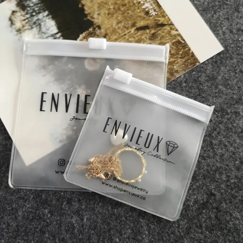 Frosted Zipper Bag with White Zip