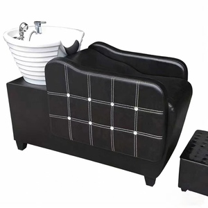 Lavacabezas de peluquería con lavabo de cerámica profundo, tipo semidecúprido, con sistema de descarga especial - Product Image 3