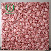 Panel Bunga Mawar Buatan 3D 5D Kustom Grosir, Latar Belakang Bunga Hydrangea Pink untuk Dekorasi Dinding Latar Belakang Pesta Pernikahan