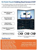 Monitores LED Táctiles Dobles de 15.6 Pulgadas Full HD 60Hz con Altavoces Integrados, Interfaz Tipo-C, Relación de Aspecto 16:9, Brillo de 250cd/m²