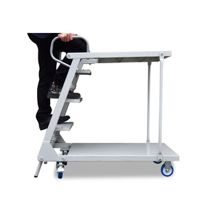 مستودع الحديد 4 عجلة ضيق النظام قطف المحمول 3 درجة سلم مع الربيع - Product Image 1