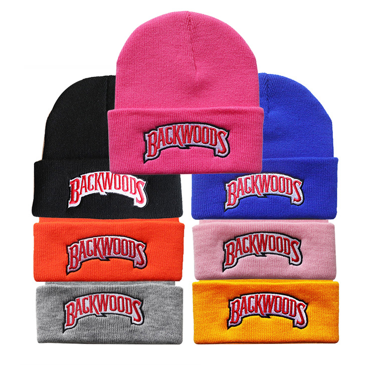 Ski Cap Embroidered Knit Beanie Hat 