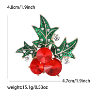 Bros Pin Buah Merah Natal Enamel Paduan Kreatif Kristal Kaca Bros Natal Perhiasan Bunga Dada Pakaian Wanita