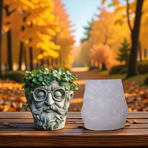 Moule en silicone pour pot à gypse, vase à bougie d'aromathérapie, vase de rangement, moule en silicone pour pot de fleurs Grand-père, moule en silicone pour pot de fleurs d'art, vase de jardin - Product Image 1