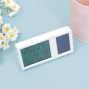 Wholesale Desktop Temperature <b>Humidity</b> <b>Meter</b> with LCD Screen Time Date Week Display Indoor Thermometers Hygrometer Solar Powered - Product Image 5