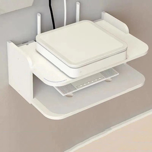 Étagère murale multifonctionnelle carrée en bois sans perforation pour décodeur TV <span class=keywords><strong>de</strong></span> salon, style industriel - Product Image 3
